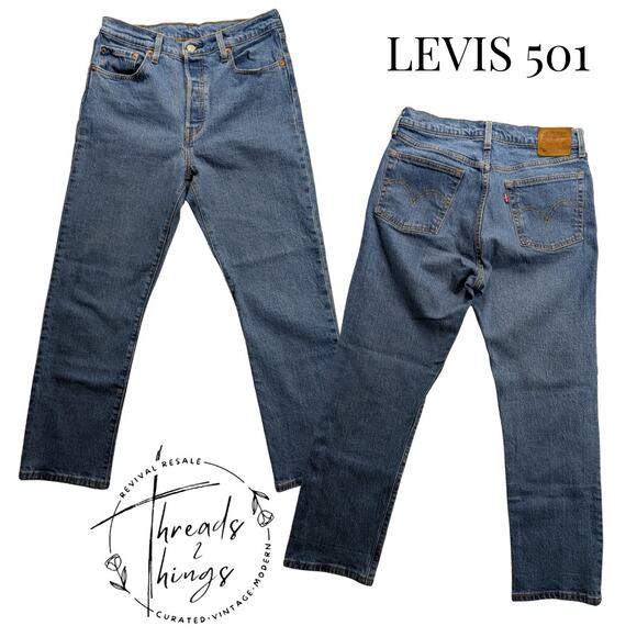 LEVIS 501 Premium Denim Jeans BIG E Red Tag Leather Vintage Button Fly 90's Y2K - Picture 1 of 9